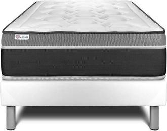 VITALIT Somier blanco + colch&oacute;n con espuma viscoel&aacute;stica 120 x 190