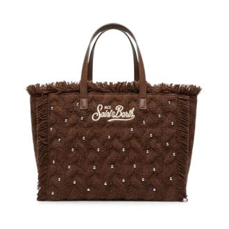 MC2 Saint Barth Colette Wool Braid Tote - Dames - Tassen - Bruin - Maat: ONE Size Wol
