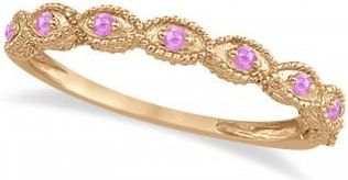 Allurez Antique Marquise Pink Sapphire Wedding Ring 14k Rose Gold (0.18ct)