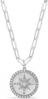 Allurez Diamond Star Paper Clip Pendant Necklace 14k White Gold (0.43ct)
