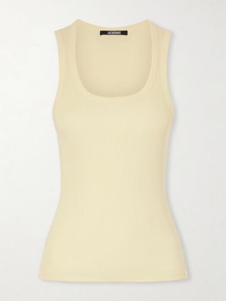 Jacquemus Canotta In Jersey Di Cotone A Coste - Giallo