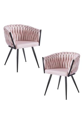 Regalos Miguel Packs Sillas Comedor - Pack 2 Sillas Widny Black Terciopelo - Rosa