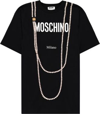 Moschino Black Graphic Crew Neck T-Shirt