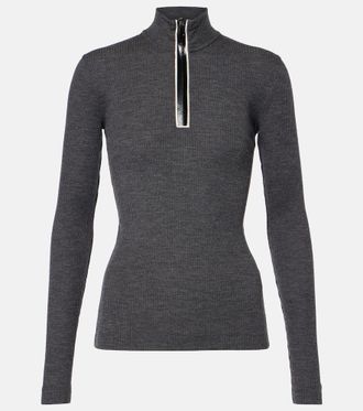Brunello Cucinelli Ribbed-knit wool half-zip sweater