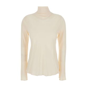 Semicouture Tops, Dames, Wit, L, Witte Flared Zijdeblend Blouse
