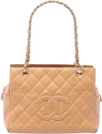 Chanel Pre-owned Leather chanel-bags - Dames - Vintage Schoudertas - Beige - ONE Size - Vintage