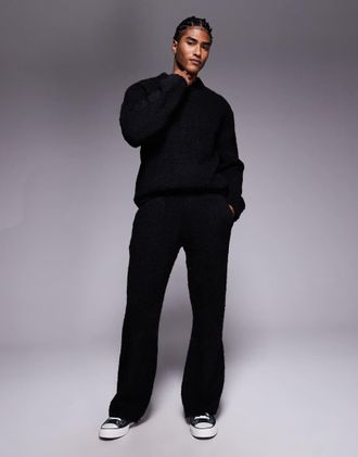 Good For Nothing Joggers dritti in maglia boucl&eacute; nera in coordinato-Nero