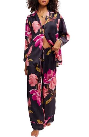 Free People Dreamy Days Print Pajamas in Black Bloomrush Floral at Nordstrom, Size X-Small