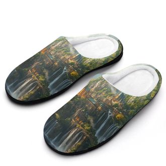 Generic Landscape Castle Womens Slippers Warm House Slippers Indoor House Shoes with Anti-Skid Rubber Sole
