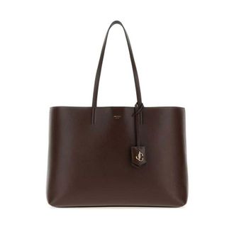 Jimmy Choo London Chocolate Leather Nine2five Shopping Bag Chocolatelightgold Borse A Mano