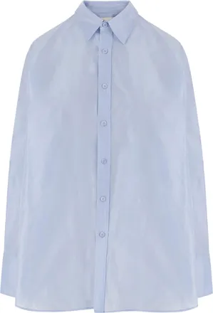 Carven Light Blue Oversized Classic-Collar Silk Shirt