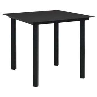 Berkfield Home Garden Dining Table Black 80x80x74 cm Steel & Glass | Size: 80 x 80 x 74 cm