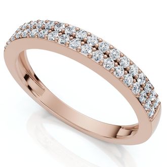 Pompeii3 1/4Ct Pave Double Row Wedding Ring Stackable Band 10k Gold Lab Grown