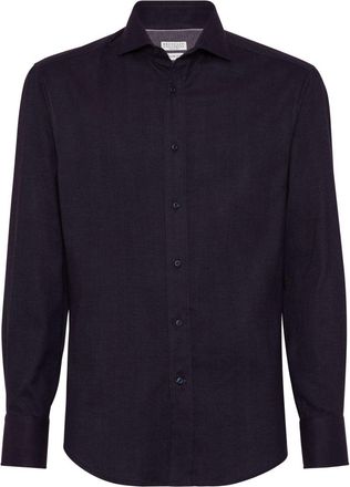 Brunello Cucinelli cotton-lyocell blend shirt - men - Cotton/Lyocell - L - Blue