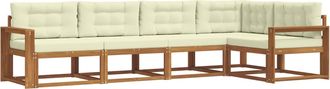 vidaXL Conjunto De Sof&aacute;s De Exterior 5 Uds. Natural Y Crema Vidaxl
