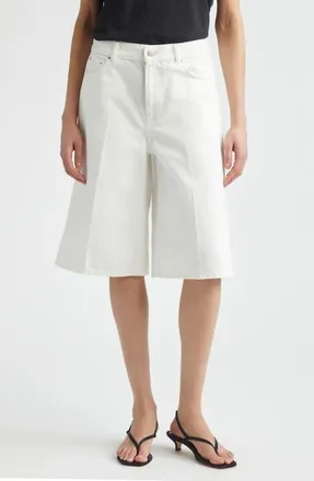 Toteme Organic Cotton Denim Bermuda Shorts in White at Nordstrom, Size 29