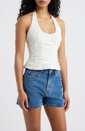 Princess Polly Nataliya Halter Cotton Top in White at Nordstrom, Size 10