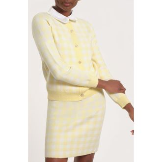 Isaac Mizrahi New York Mixed Media Gingham Cardigan in White Multi at Nordstrom, Size X-Small