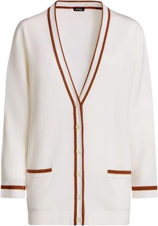 Kiton Fijnwollen vest met contrasterende biezen - Dames - Vesten - Wit - L - Wol - Truien & Vesten