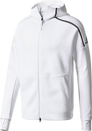 adidas Mens adidas Logo Knit White Hooded Jacket CD6277