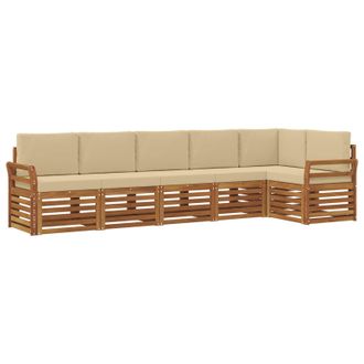 vidaXL Conjunto De Sof&aacute; Seccional Con Coj&iacute;n 6 Pcs Natural Y Beige Vidaxl