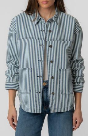 Kut from the Kloth Ellie Stripe Denim Jacket in Indigo/white at Nordstrom, Size X-Small