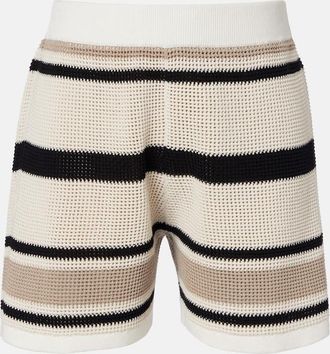 Brunello Cucinelli Open-knit striped cotton shorts