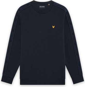 Lyle & Scott Hoodies & sweatvesten, Heren, Blauw, 2Xl, Katoen, Jacquard Tape Crew Neck