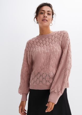 Bonprix Ajourpullover BONPRIX Ajour-Pullover, Damen, Gr. 32/34 (XS), rosa (rosenholz), Obermaterial: 100% Polyacryl, l&auml;ssig geschnitten, Pullover Ajourpullove
