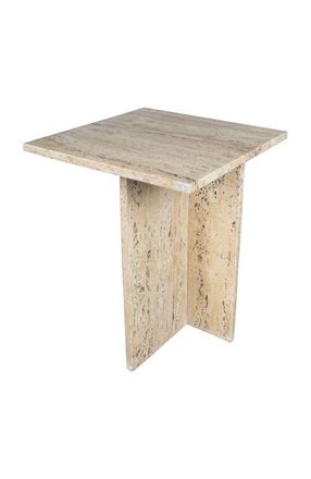 Jonathan Y Designs Cecil 18.5 Contemporary Natural Marble Handmade T-Shaped End Table in Travertine at Nordstrom