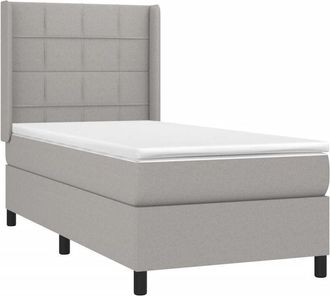 vidaXL Vidaxl - Cama Box Spring Colch&oacute;n Y Luces Led Tela Gris Claro 90x190 Cm