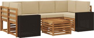 vidaXL Conjunto De Sof&aacute;s De Exterior 7 Uds. Natural Y Beige Vidaxl