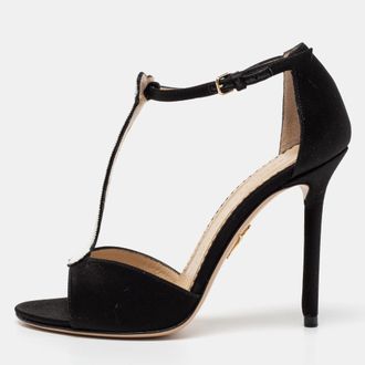 Charlotte Olympia Monochrome Satin Skeleton T Strap Sandals