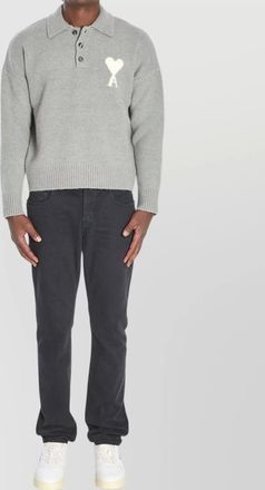 Ami polo sweater felted effect