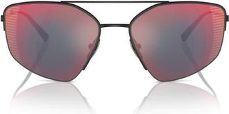 Ferrari 63mm Oversize Irregular Sunglasses in Matte Black /Mirror Red at Nordstrom