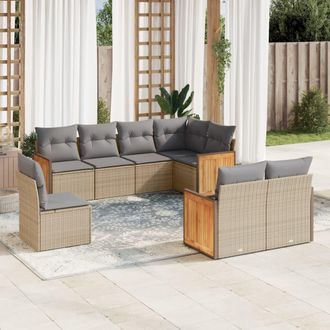 vidaXL Vidaxl - Juego De Sof&aacute;s De Jard&iacute;n Con Cojines Beige 8 Pzas Rat&aacute;n Pe