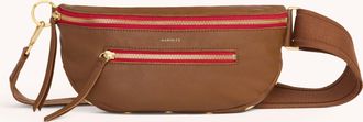 Hammitt Hammitt Charles Crossbody Mahogany Pebble Brushed Gold Red Zip Med