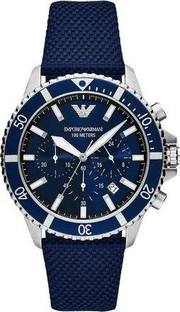 Emporio Armani Accessoires, Heren, Blauw, ONE Size, Analogue Chronograph Watch
