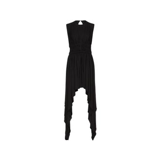 Alaia Shirred Handkerchief Midi Dress