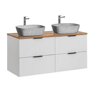 Petits Meubles Mueble lavabo efecto piedra 120 cm estratificado Blanco