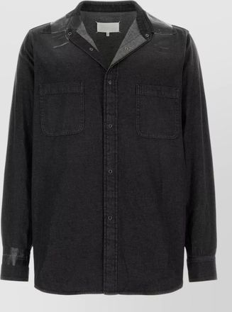 Maison Margiela denim shirt jacket dual chest pockets sleeves
