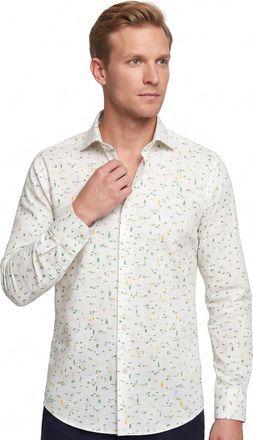 Led&ucirc;b Ledub overhemd Modern Fit wit /groen print