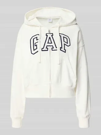 GAP Regular Fit Sweatjacke mit Logo-Stitching Modell Heritage in Ecru, Gr&ouml;&szlig;e XL
