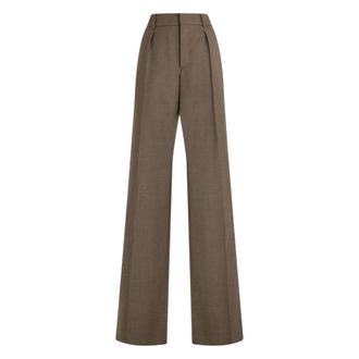 Saint Laurent Trousers with pleats - female - Saint Laurent - Wide Trousers - Brown - S - Trousers