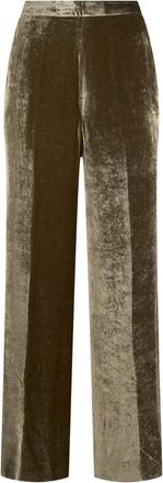Etro Fluwelen Pantalons met Wijde Pijpen - Dames - Wijde Broeken - Bruin - S - Broeken