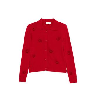 Stine Goya Floral-appliqu&eacute; Polo Cardigan