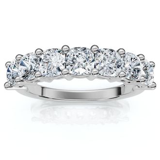 Pompeii3 1 3/8Ct Cushion Cut Seven Stone Wedding Ring 14k Gold Lab Grown