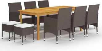 vidaXL Juego De Comedor De Jard&iacute;n De 11 Piezas Marr&oacute;n Vidaxl