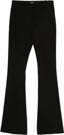 Pinko Logogrifo Broek - Dames - Wijde Broeken - Zwart - S - Leer - Broeken