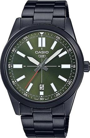 Casio Casio Dress Pointer Display Analog Watch Metallic Black Green MTP-VD02B-3E